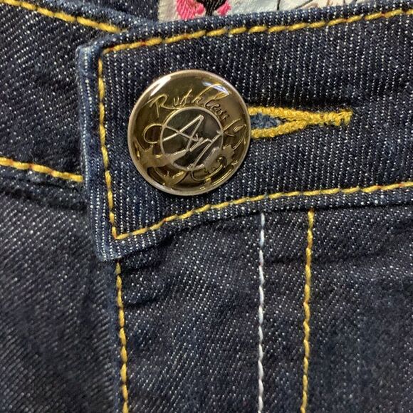 Ruthless Art Vintage Blue Dark Wash Low Rise Embroidered Bootcut Jeans Sz 13/31 - Picture 9 of 16